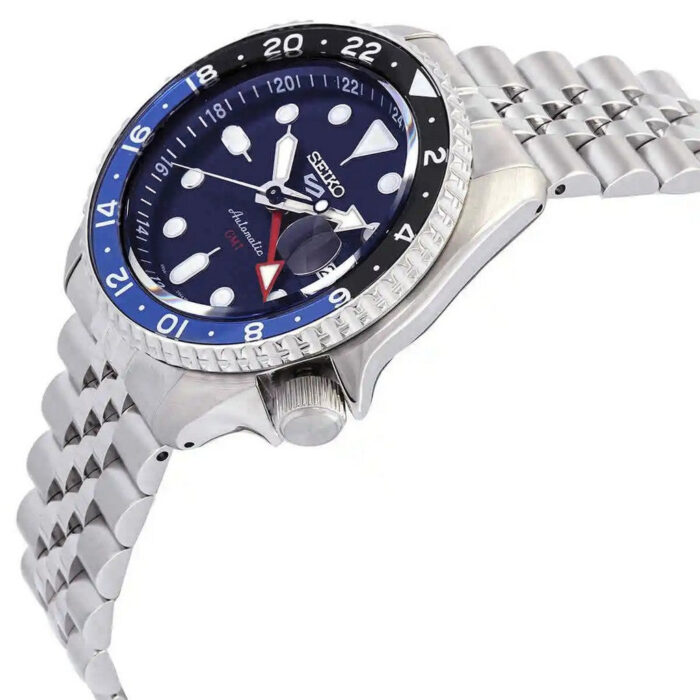 Seiko 5 Sports GMT SKX Automatic Blueberry Dial Silver Steel Strap Watch For Men - SSK003K1 - Image 2